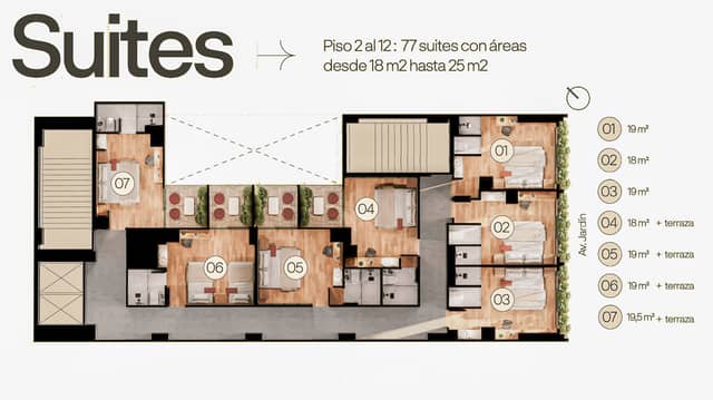 SUITES PISO DEL 2 AL 12