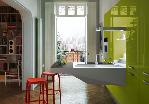 Una pequeña cocina de ultra diseño