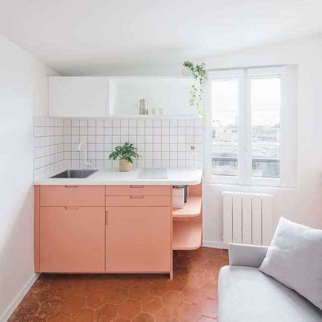 Cocina estudio colorida