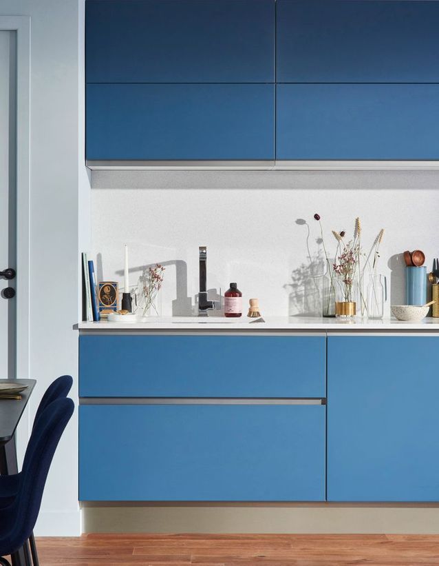 cocina azul minimalista