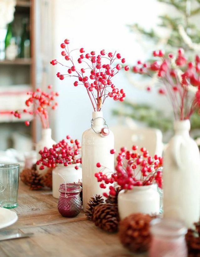 Decoración de la mesa de invierno: reemplace las tradicionales plantas de invierno con frutos rojos