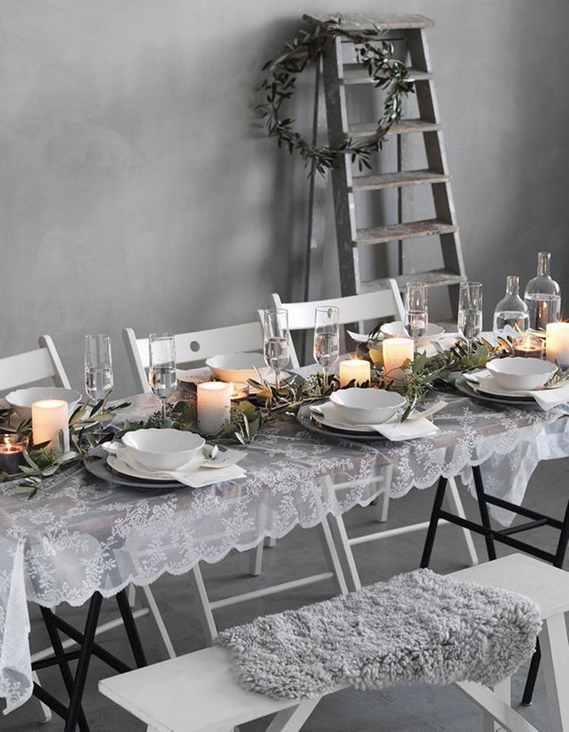 Decoración de mesa de invierno: atrévete con el mantel de encaje