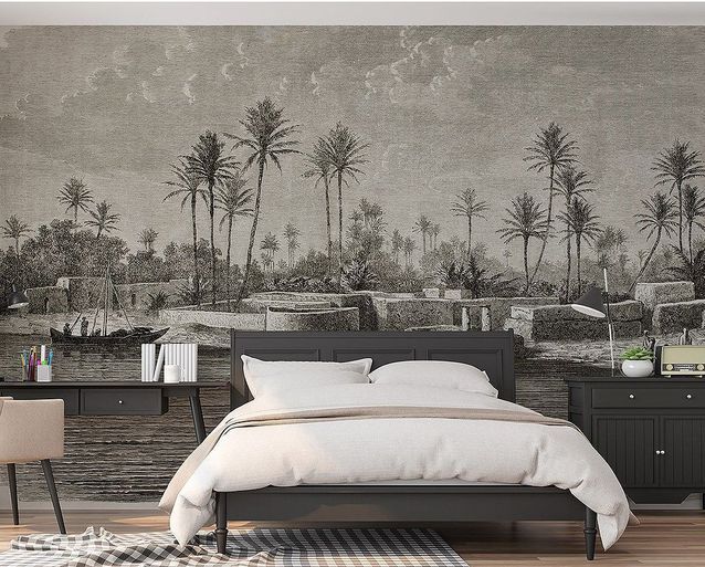 Papel pintado panorámico para el dormitorio.